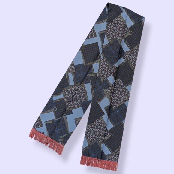 Vintage Thin Rectangular Fringe Scarf - Picture 1 of 4